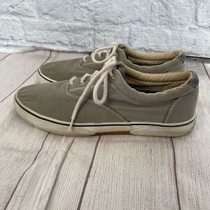 Sperry topsider men 11.5 tie up casual canvas shoes grey